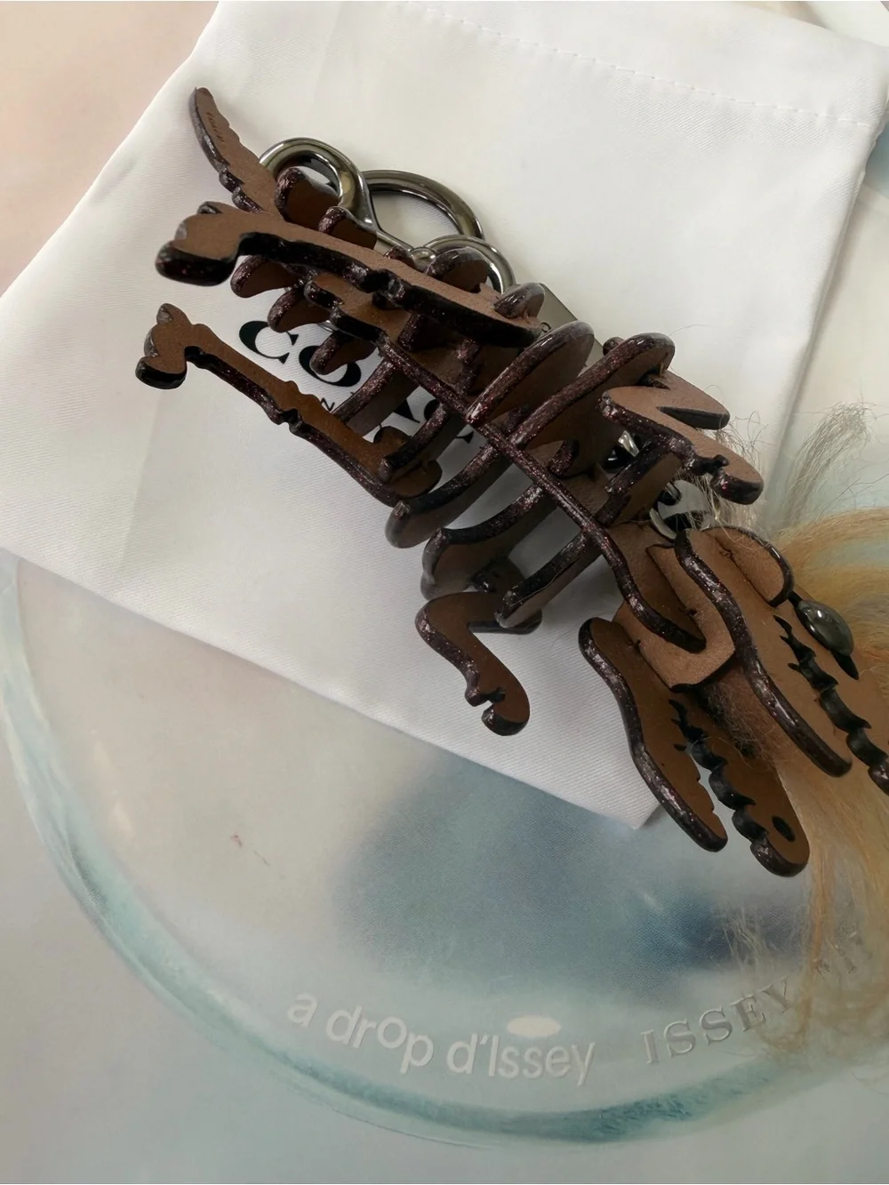 Coach Rexie Leather Bag Charm / keychain new with dust bag& gift box ! Limit ed.